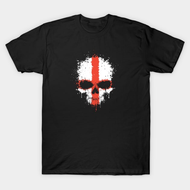 Chaotic English Flag Splatter Skull T-Shirt by jeffbartels